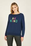 Yumi Slogan Be Kind Knitted Jumper In Navy thumbnail 2