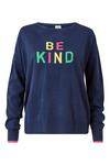 Yumi Slogan Be Kind Knitted Jumper In Navy thumbnail 4