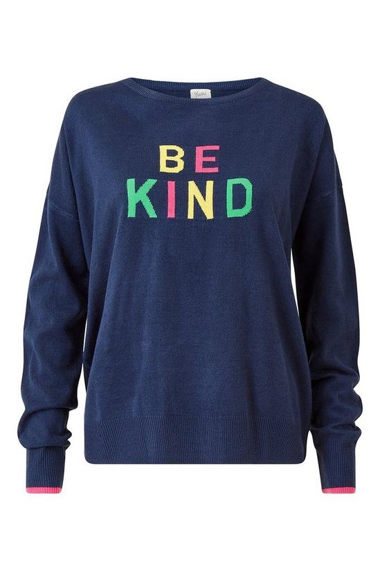 Yumi Slogan Be Kind Knitted Jumper In Navy 4