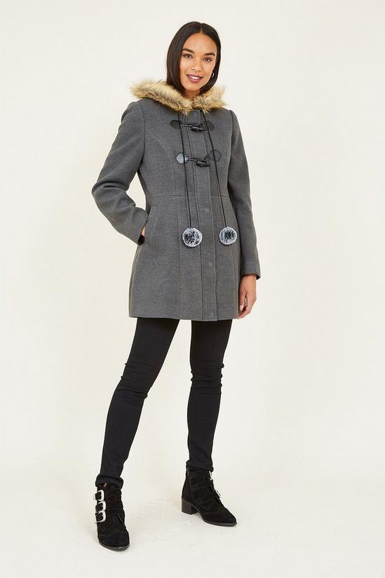 Yumi Grey Hooded Duffle Coat 1