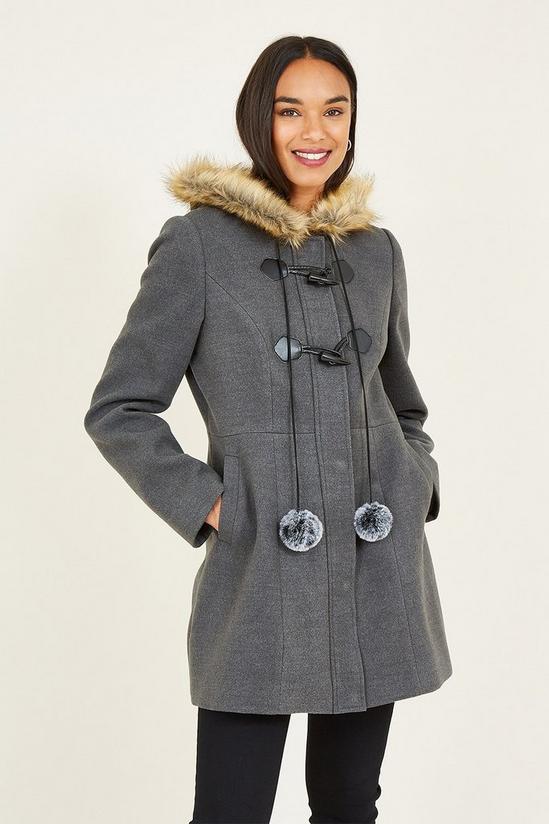 Yumi Grey Hooded Duffle Coat 2