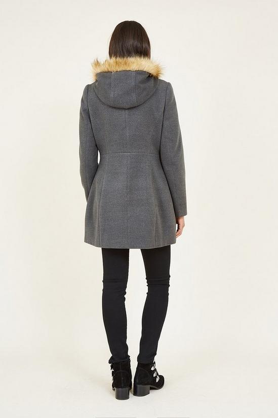 Yumi Grey Hooded Duffle Coat 3