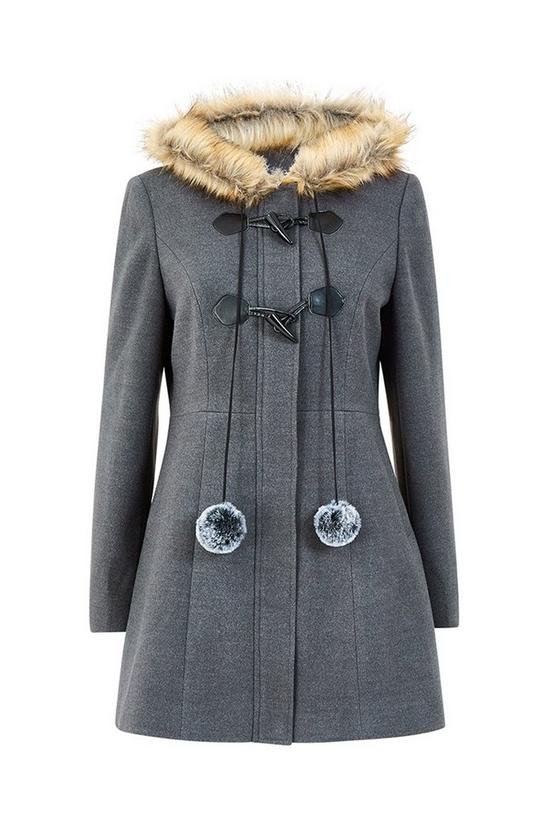 Yumi Grey Hooded Duffle Coat 4