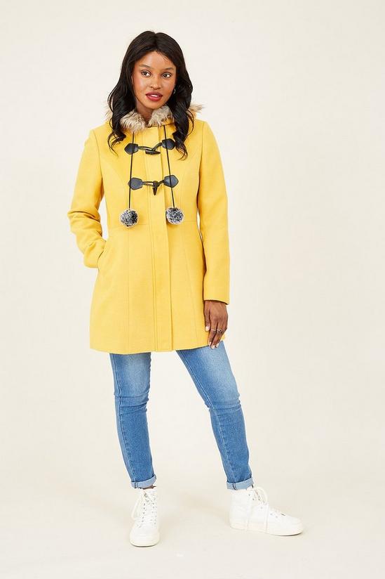 Yumi Mustard Hooded Duffle Coat 1