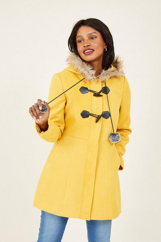 Yumi Mustard Hooded Duffle Coat 2