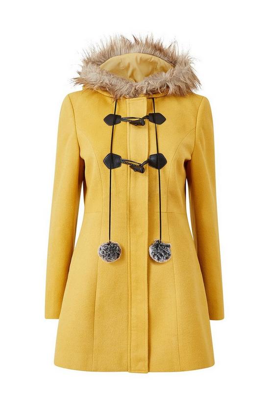 Yumi Mustard Hooded Duffle Coat 4