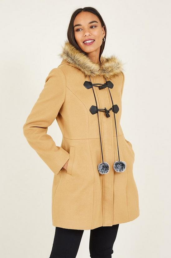 Yumi Camel Hooded Duffle Coat 2