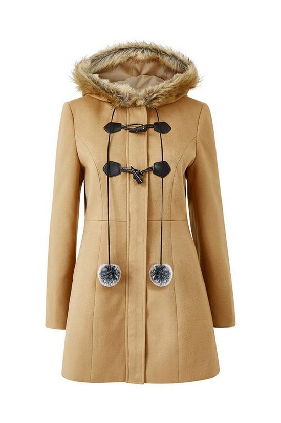 Yumi Camel Hooded Duffle Coat 4