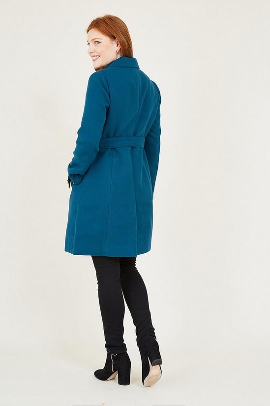Yumi Teal Belted Coat With Spot Lining 3