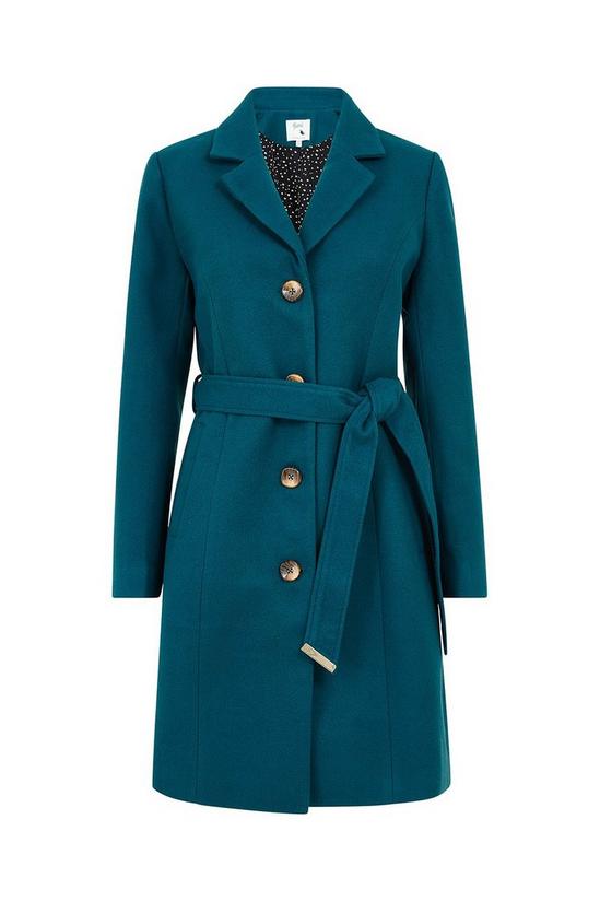 Yumi Teal Belted Coat With Spot Lining 4