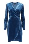 Mela Blue Velvet Wrap Dress thumbnail 4