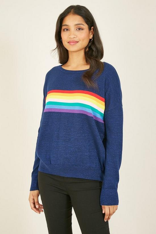 Yumi Navy Rainbow Knitted Jumper 1