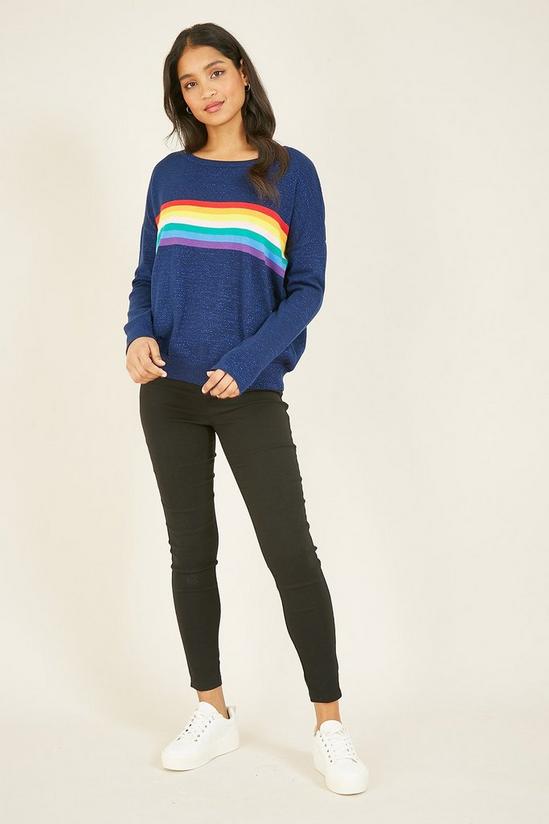 Yumi Navy Rainbow Knitted Jumper 2