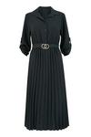 Mela Black Pleated Skirt Midi Shirt Dress thumbnail 2
