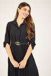 Mela Black Pleated Skirt Midi Shirt Dress thumbnail 4