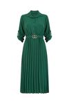Yumi Green Pleated Skirt Midi Shirt Dress thumbnail 2
