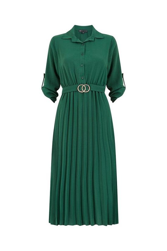 Yumi Green Pleated Skirt Midi Shirt Dress 2