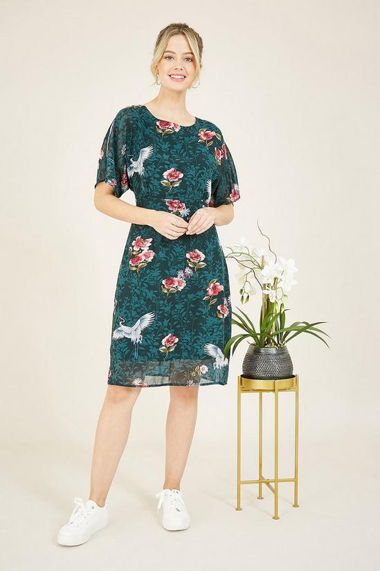 Yumi Crane Print Fitted Dress 1