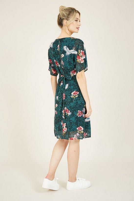 Yumi Crane Print Fitted Dress 3