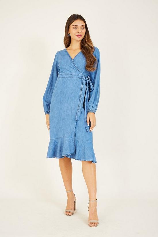 Yumi Blue Cotton Denim 'Emms' Wrap Dress 1
