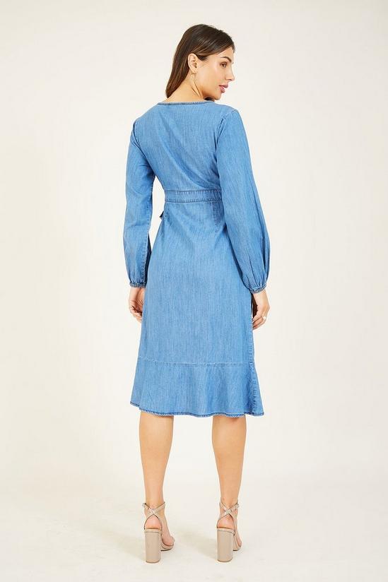 Yumi Blue Cotton Denim 'Emms' Wrap Dress 3