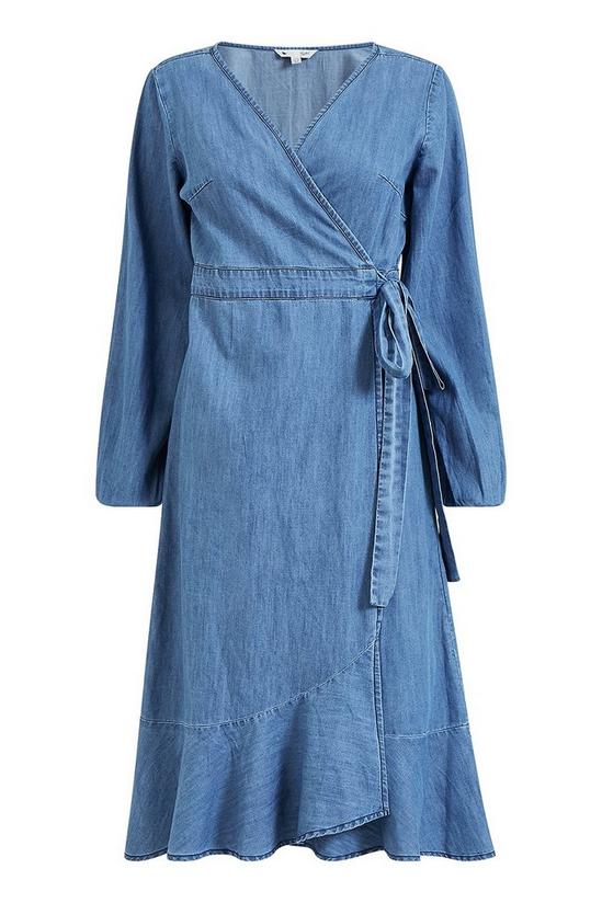 Yumi Blue Cotton Denim 'Emms' Wrap Dress 4