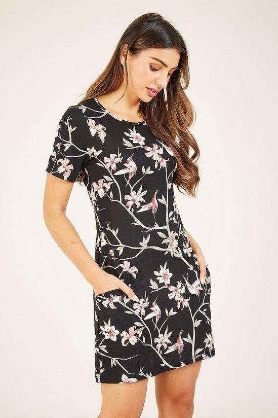 Mela Black Floral 'Annabelle' Knitted Tunic Dress 2