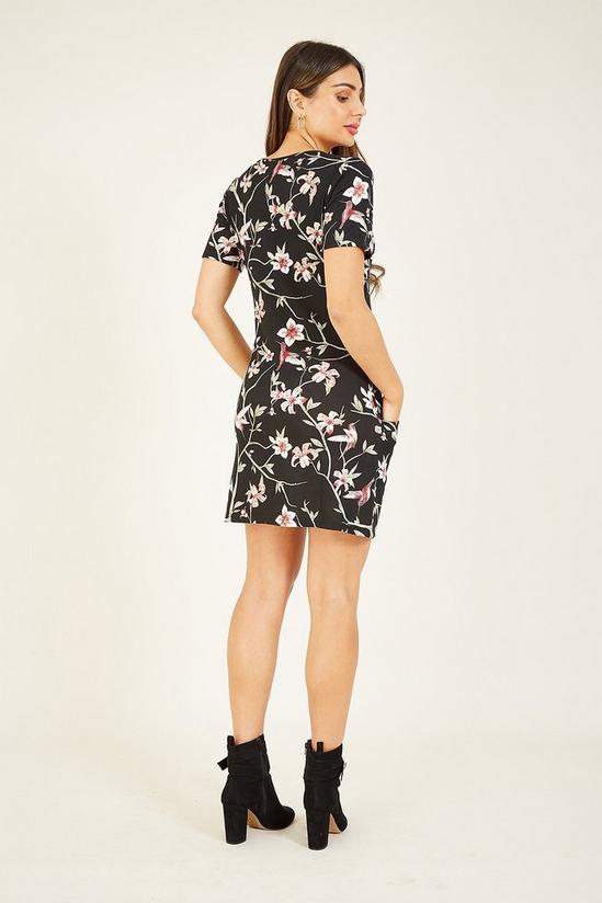 Mela Black Floral 'Annabelle' Knitted Tunic Dress 3