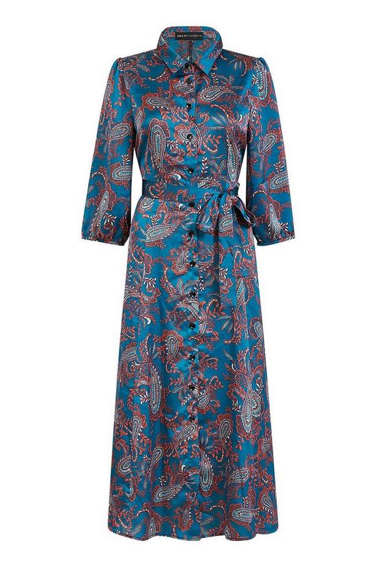 Mela Blue Paisley 'Maira' Midi Shirt Dress 4