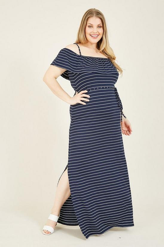 Yumi Curve Striped Bardot 'Rae' Maxi Dress 1