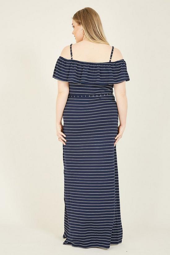 Yumi Curve Striped Bardot 'Rae' Maxi Dress 3