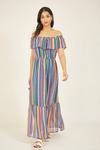 Yumi Rainbow Stripe Bardot 'Gal' Maxi Dress thumbnail 1