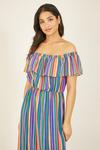 Yumi Rainbow Stripe Bardot 'Gal' Maxi Dress thumbnail 2