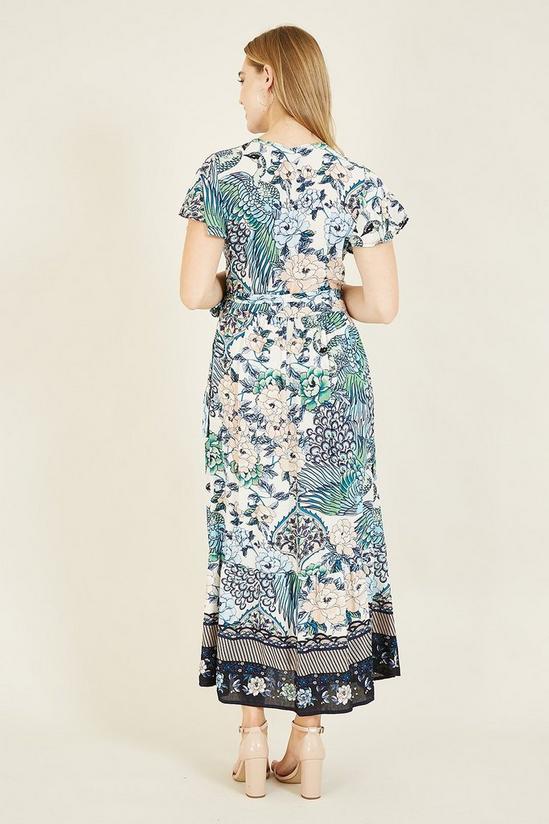 Yumi Peacock Print Maxi Dress in Blue 3