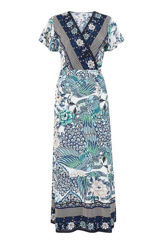 Yumi Peacock Print Maxi Dress in Blue 4