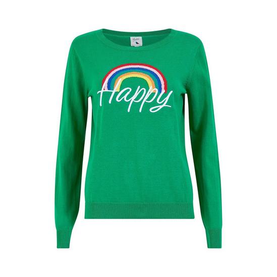 Yumi Slogan Happy Knitted Jumper 4
