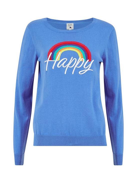 Yumi Slogan Happy Knitted Jumper 4