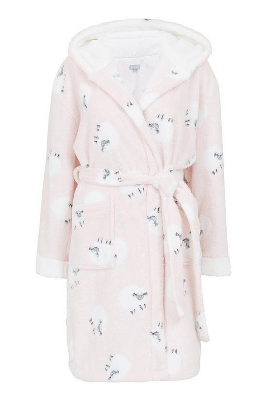 Yumi Pink Sheep Fleece Hooded 'Eliana' Robe 4