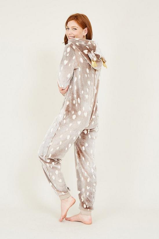 Yumi Brown Reindeer Luxury 'Laina' Fleece Onesie 3