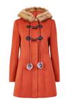 Yumi Burnt Orange 'Eilish' Duffle Coat With Fur Trim Hood thumbnail 4