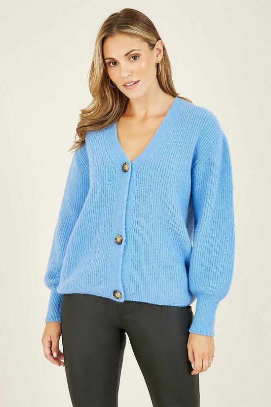 Yumi Button Knitted 'Nieve' Cardigan in Blue 2