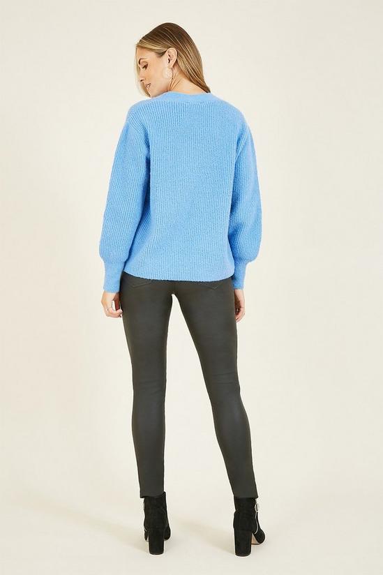 Yumi Button Knitted 'Nieve' Cardigan in Blue 3