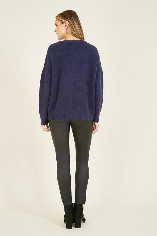 Yumi Navy Sequin Bow Knitted 'Ines' Jumper 3