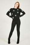Yumi Black Sequin All Over Applique Bow Knitted Jumper thumbnail 1