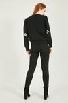 Yumi Black Sequin All Over Applique Bow Knitted Jumper thumbnail 3
