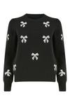 Yumi Black Sequin All Over Applique Bow Knitted Jumper thumbnail 4
