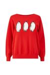 Yumi Red Festive Penguin Knitted Xmas Jumper thumbnail 4