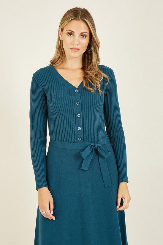Yumi Teal Knitted Skater 'Anise' Dress 2