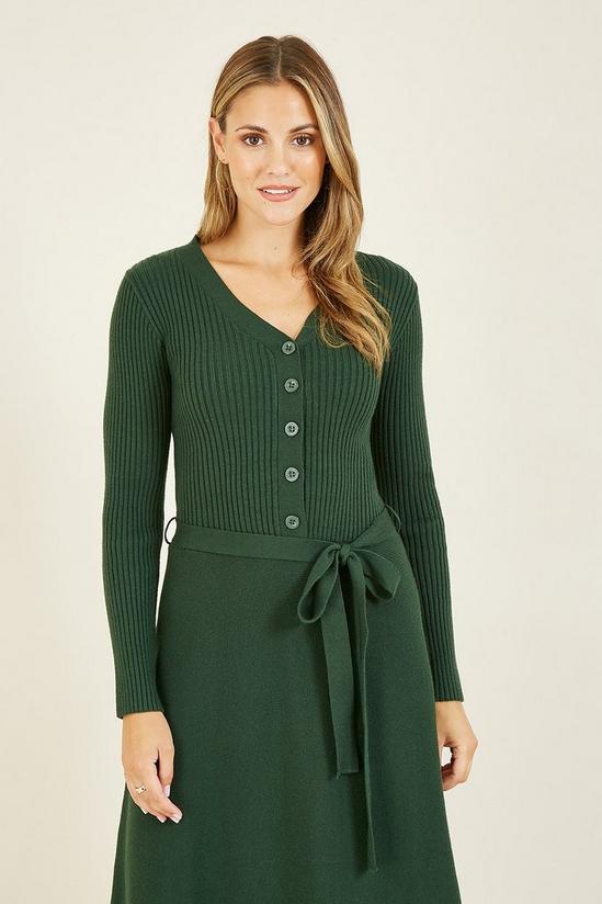 Yumi Green Knitted Skater 'Anise' Dress 2