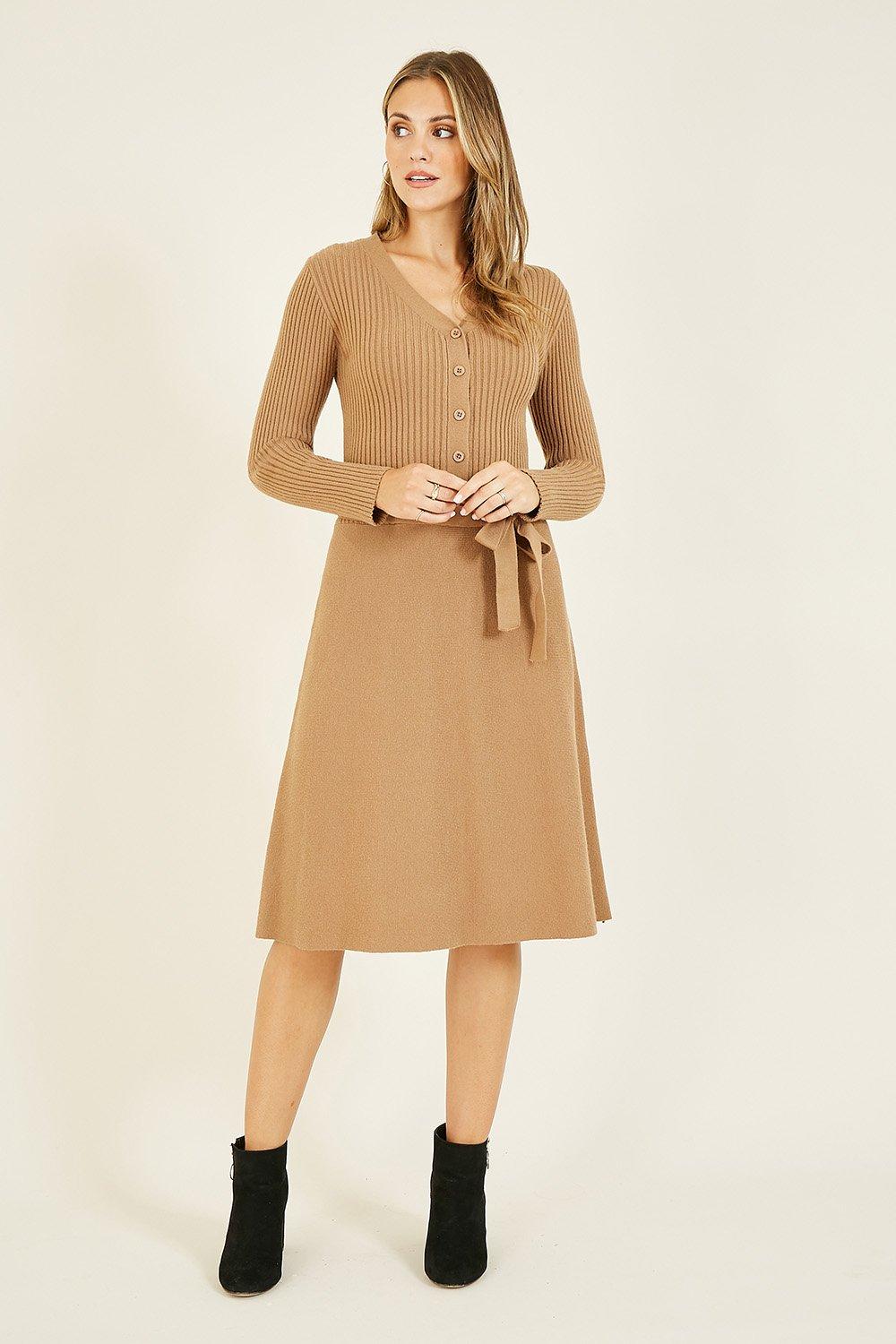 Brown Knitted Skater 'Anise' Dress